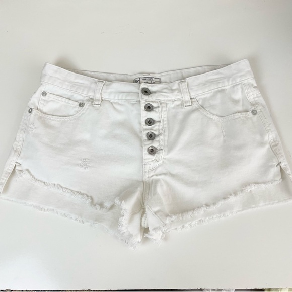 Free People Rugged Runway Button Fly White Shorts - Picture 14 of 16